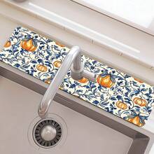 1pc Thanksgiving Faucet Mat, Pumpkin Pattern, Sink Faucet Absorbent Pad, Drainage Mat, Suitable For Kitchen, Bathroom Sink, Countertop, Drainage Pad, Diatomaceous Earth Material, Trimmable, Quick-Dry Mat - Multicolor - View 5