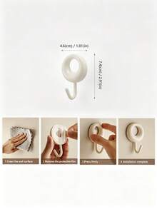 4pcs Self-Adhesive Wall Hooks, Drill-Free Waterproof No-Damage Sticky Hooks, Heavy Duty Hooks Suitable For Bathroom Kitchen Door Cabinet Towel Key Kitchen Utensils Storage, Neutral Home Decor - View 7