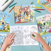 6pcs/12pcs Animated Bluey Bluey Color Diy Coloring Book Party Cartoon Color Graffiti Book Painting Book Children's Toy Gifts,Perfect Party Gift, Carnival Gift(Random Style) - Multicolor - View 3