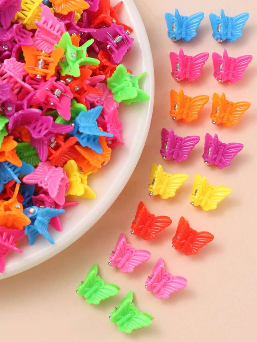 40/100pcs Girls Cute Butterfly Mini Claw Clips, Versatile Daily Hair Accessories, Non-Damaging For Kids - Multicolor - View 1