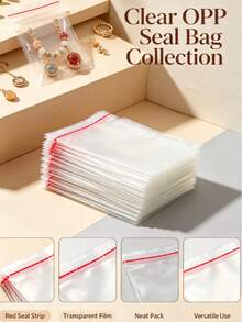 100pcs Clear OPP Self-Adhesive Packaging Bags, Dust & Moisture Proof, Multipurpose For Stationery, Books, Cards, Gifts And Sundries, Great For Back To School & Valentine's Day Gift Packaging 16*10 - Multiple Styles - View 6