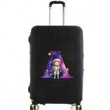 Elastic Luggage Cover, Cute Astronaut Galaxy Initial Print, Black Scratch-Resistant Luggage Protector, Travel Accessory, Luggage Not Included - Black - View 34