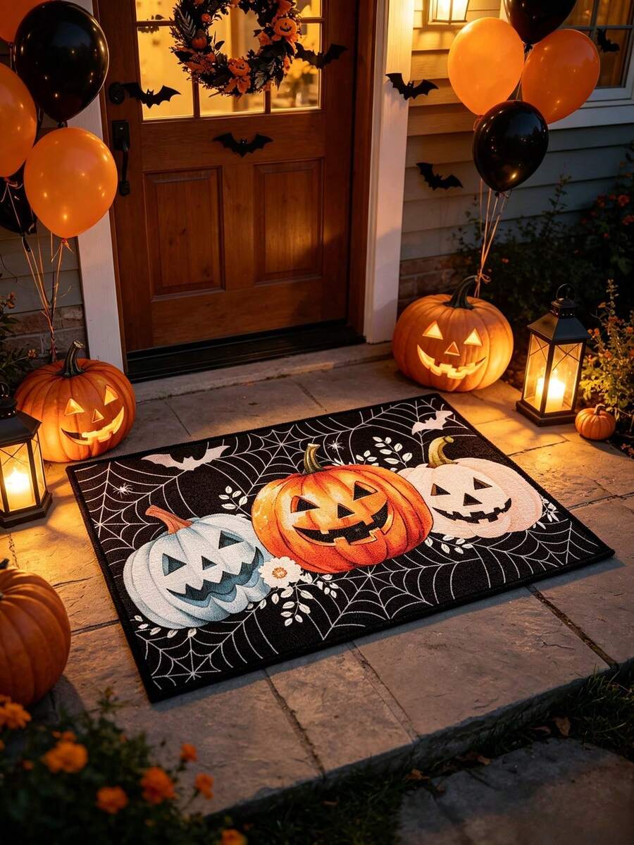 Area Rugs & Sets - Pumpkin Spider Web - View 1