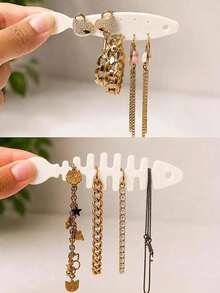 Jewelry Storage Pouch Set,Clear Zipper Pouch With Fish‑Bone Shape Holder & Key Ring,Portable Travel Earring Necklace Ring Organizer,Multifunctional Jewelry Storage Bagmultifunctional Storage Bag,Accessory Storage,Gifts For Girls,Bridesmaids,Friends - Multicolor - View 6