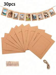 30/10pcs Paper Picture Frames, Cardboard Photo Frames DIY Clip Photo Holders Hanging Photo Display Banner, Paper Photo Banner, Hanging Photo Wall For Wedding, Birthday, Holiday Parties, Home Decor, Home, And Wall Decor (With Clips And T) Room Decor - Multiple Styles - View 13