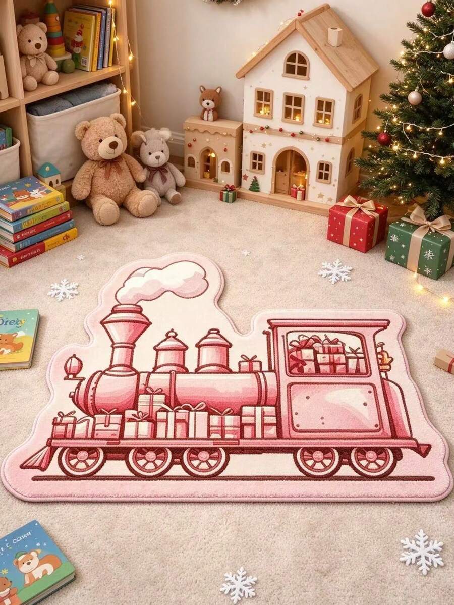 1 buah Karpet Dekoratif Kereta Hadiah Natal Warna Pink, Dekorasi Kamar Tidur Natal, Karpet Kecil, Permadani, Dekorasi Rumah, Karpet Ruang Tamu, Karpet Kecil Ruang Tamu, Karpet Kamar Tidur, Dekorasi Rumah Ruang Tamu - MultiWarna - View 1