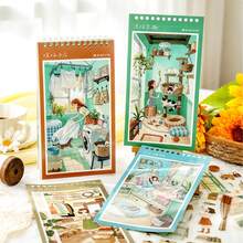 Cozy Home Scene Stickers: 20 Sheets Of PET Stickers (Including Hollow) + 11 Background Cards, Exquisite Home Landscape Mini Indoor Scenery Fun Stickers, Suitable For Planner, Scrapbooking, DIY Crafts And Aesthetic Decoration - Multicolor - View 9