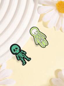2 buah Pin Enamel Tengkorak Versi Q Lucu Halloween, Lencana Tengkorak Kartun Lucu dan Konyol, Aksesori Ransel Pakaian Modis, Hadiah untuk Pecinta Tengkorak - MultiWarna - View 5