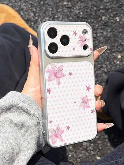 For IPhone18/18PRO/18PROMAX/17/16/16e/16PRO/16PROMAX/16PLUS/15/14/13/12/11/X/XS/XR Series, 1pc Fashionable Minimalist Polka Dot Star Flower Pattern Full Coverage Button Classic Anti-Drop Metal Paint Premium Texture Soft Texture PU Leather Phone Case, Suitable As Birthday Gift, Holiday Gift For Friends, Family, Couples, Yourself