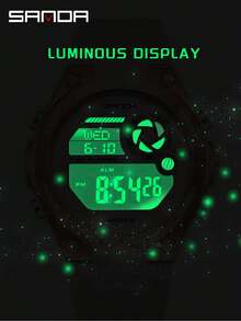 Jam Tangan Olahraga Digital SANDA Pria Wanita, Tali Silikon Warna-warni, Casing Bulat, Tampilan Ganda, Tahan Air 5ATM, Alarm, Tanggal Hari Ini, Jam Tangan Unisex - Satu ukuran cocok untuk semua. - View 7