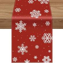 1pc Classic Red Table Runner - Snowflake Winter Holiday Decor For Indoor/Outdoor Living Room And Kitchen, Multiple Sizes Available - Multicolor - View 3