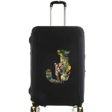 Elastic Luggage Cover, Jungle Tiger Letter Print Luggage Protective Cover, Stretchable Dust-Proof Scratch-Resistant Reusable Travel Cover, Suitable For 18-32 Inch Luggage - Black - View 87