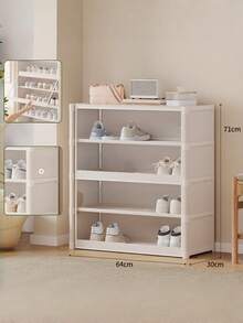 1 Pack Multi-Layer Sturdy Clear-View Shoe Storage Cabinet, Modern Neutral Color Vertical Dust-Proof Freestanding Shoe Organizer For Hallway Bedroom Closet, Christmas Thanksgiving Home Organization Gift - Multicolor - View 14