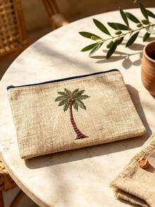 Coconut Tree Printed Makeup Bag, Toiletries Organizing Bag,Lightweight Coin Purse, Palm Tree Printed Toiletries Bag, Storage Bag, For Shopping, Perfect Gift For Birthday, Halloween, Saudi National Day - Multicolor - View 7