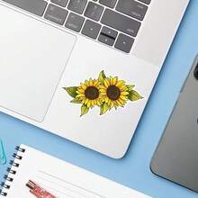 1PC Beautiful Yellow Sunflower Botanical Sticker, Gold Floral Bloom Illustration Vinyl Decal For Laptop Water Bottle Notebook E-Reader, Waterproof Plant Decal Sticker, Aesthetic Stationery Scrapbook Gift For Her - S2529 - View 5