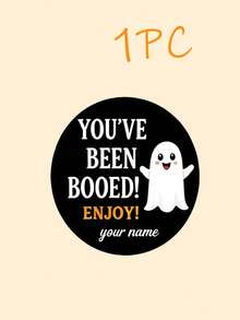 Custom Halloween Round Stickers, Personalized Text Date Name Labels, Ghost Pumpkin Bat Pattern Design, DIY Gift Bags Jars Cookie Boxes Decoration, Suitable For Halloween Party Favors - Multicolor - View 13