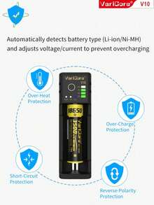 VariCore 5V 2A USB Smart Independent‑Channel Battery Charger, 2/4‑Bay 3.7V Li‑Ion Charger For 18650, 14500, 16340, 26650 Rechargeable Batteries - Black - View 5