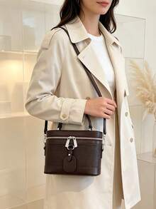 Vintage Handheld Box Bag For Women, Stylish Design Shoulder Crossbody Bag - Coffee - View 4