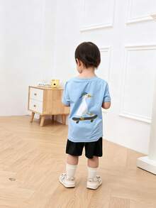 Young Boy Comfortable Soft Fabric Daily Short Sleeve Top, Suitable For Spring, Autumn And Summer Everyday Wear - Baby Blue - View 8