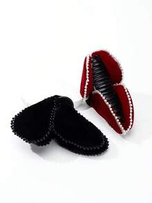 1pc Solid Color Velvet Pearl Bow Large Hair Claw, Versatile Hair Accessory For Daily/Date/Commute - Multicolor - View 6