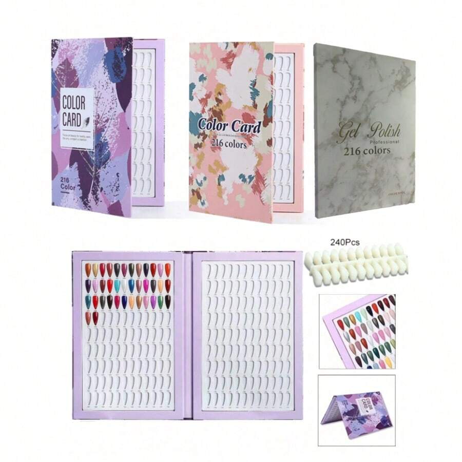 216 Nail Colors Book,Nail Color Display Book Without 240 Nail Tips,Professional Nail Color Swatches Book For Nail Polish Nails Art Design - View 1