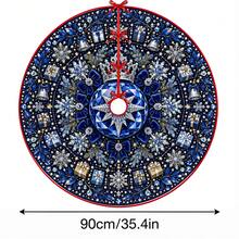 1pc Patterned Christmas Tree Skirt, Elegant Color Holiday Decor, 5 Sizes, Unisex Holiday Gift, Suitable For Home And Party Christmas Home Decoration - Luxury Sapphire Crown - View 11