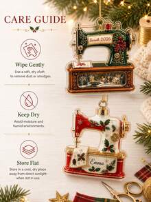 1pc Personalized Sewing Machine Ornament 2026, 2D Flat Christmas Hanging Decoration, Customized Name Sewing Enthusiast Gift, Tailor Sewing Enthusiast Keepsake, Christmas Tree Decoration, Christmas Gift - Multicolor - View 9