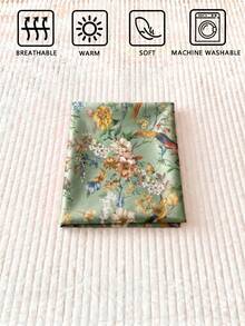 1pc Green Watercolor Leaf And Bird Pattern Long Pillowcase. Simple Versatile Design, Modern Minimalist Polyester, Soft & Comfortable. Suits Master, Secondary, Guest Bedrooms, All Seasons. Ideal Gift Choice - Army Green - View 5