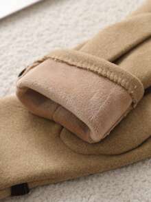 1 Pair Contrast Color Casual Polyester Fiber (Polyester) Snap Button Warm Gloves, Daily Winter Wear, Touchscreen Compatible, One Size, Multiple Colors Available - A - View 9