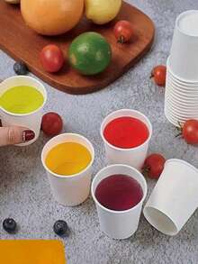 100 Disposable Paper Cups – 2 Oz / 60 Ml, Mini Cups Suitable For Hot And Cold Beverages (Coffee, Tea, Juice). Ideal For Food Service Use, As Well As For Homes, Parties, Offices, Hotels, And As Mini Rinse Cups. - Multicolor - View 3
