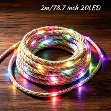 1 buah Lampu Hias Tali Rami Alami 30 LED Sepanjang 3 Meter/118,11 inci, Lampu String LED Berubah Warna, Lampu Tali Fleksibel dengan Cahaya Putih Hangat dan RGB, Cocok untuk Kamar Tidur, Ruang Tamu, Tangga, Jendela, Pernikahan, Pesta, Dekorasi Rumah Pertanian Pedesaan Liburan - Berbagai spesifikasi - View 11