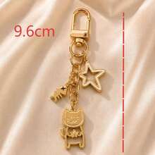 1pc/2pcs Women's Cute Hollow Cat Alloy Pendant Hollow Star Accessory Small Fish Charm Keychain Cute Bag Charm - Multicolor - View 2