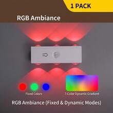 YITUMU 400mAh Rechargeable Smart Motion Sensor Wall Light, 3-Color White + RGB Magnetic Wall Lamp, Bedroom Atmosphere Night Light, Holiday And Party Decoration (1/2/4pcs) - Multicolor - View 11