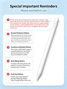 TranAKstic 6/7/8/9/10/11th Gen Stylus Pen - Fast Charging Digital Pen - Compatible With 2018-2025 Models, Supports Tilt Sensitivity And Palm Rejection - White - View 5