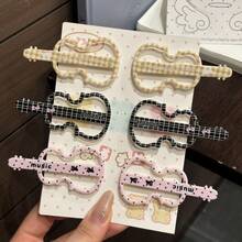 Cute Cartoon Polka Dot Print Violin Shaped Hair Clip Sweet Girl Style Daily Versatile Bangs Clip - Multi-color - View 4