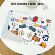 1pc Flip Desktop Protective Case With Pen Slot, Airplane, Suitcase, Signboard, Tent, World Map Pattern, 360° Rotating Stand, Compatible With Honor 8/9/10/X8/X8A/X9/X8Pro/X9Pro/X9A/ Matepad Pro/Matepad SE 11/Matepad 11/Apple 10th Gen/ 11 2025 (A16) And A9 And Other Popular Models - Multicolor - View 9