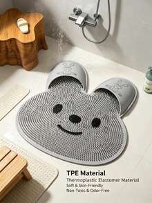 1pc Cartoon Rabbit Foot Scrubbing Mat, TPE Non-Slip Suction Cup Shower Massage Pad, Soft Bristles For Deep Foot Cleaning, Bathroom Home Housewarming Gift Accessory - Multicolor - View 3