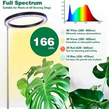 USB-Powered LED Full Spectrum Plant Growth Lamp, Adjustable 40.64cm-154.43cm Height, ABS Material, 0.5W Power Rating, For Seedlings & Flowers, No Battery Needed, Operates On ≤36V - Black - View 8