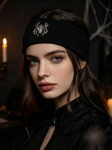 1pc/3pcs New Fashion Halloween Metal Spider Headband, Breathable Sports Yoga Hairband, Dark Punk Style Elastic Hair Accessory - Multicolor - View 4