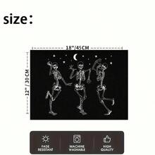 1/4/6pcs Halloween Series Dancing Skeleton Moon Night Funny Skeleton Pattern Printed Placemats, Heat-Resistant Table Mat For Home Kitchen/Kitchen Table Protection, Party Scene Decoration - Multicolor - View 5