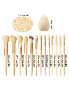 18Pcs Makeup Brush Set,Makeup Sponges With Storage Box,Cleansing Sponge,For Foundation, Blush, Eyeshadow, Concealer - Yellow - View 8