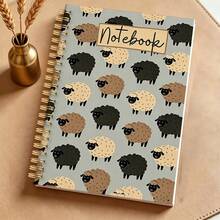 DANPERJI 1 buah Buku Catatan Spiral Tanpa Batas Motif Domba Lucu Ukuran 14*21cm - Desain Hewan Ternak Hitam dan Krem, Cocok untuk Sekolah, Kantor, Catatan Harian, Hadiah Netral Gender, Buku Harian, Catatan Kerja, Menulis Seni, Buku Catatan Kembali ke Sekolah - domba - View 1