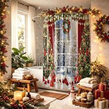 1pc Christmas Window Snowy Scene Shower Curtain, Vintage Design, Waterproof Bath Curtain, Suitable For Bathtub Partition, Bathroom Decor And Bathroom Accessories - Multicolor - View 9