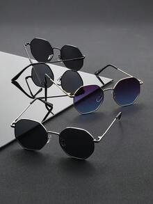 3 Pairs Men's Fashion Geometric Pattern Glasses Set, Perfect Blend Of Modern Style And Vintage Charm, Suitable For Vacation Outfits, Parties, Daily Wear, Fits All Face Shapes. - Multicolor - View 3