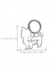 Creative, Fun, And Adorable 94-Hole Hollow Stainless Steel Customized Keychain, Designed For Small Dogs, Can Be Engraved With Pet's Name, Perfect Gift For Pet Lovers And Dog Accessories. This Keychain Is An Excellent Creative Surprise Gift For Loved Ones, Friends, And Family. - Silver - View 4