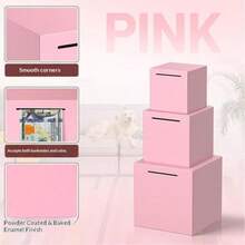 1pc Stainless Steel Money Bank, New Design Only-In No-Out Large Capacity Savings Box, Metal Premium Feel Money Box - Birthday Gift - Holiday Gift - Pink - View 4