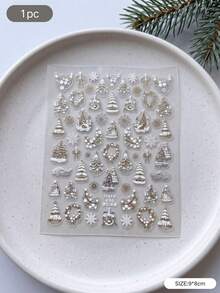 2 Styles Gold Foil Silver White Christmas Tree Snowflake Wreath Pattern Decorative Stickers, Luxury Holiday Style, Self-Adhesive Easy Application, Gift Card And Object Surface Decoration, Holiday Decorative Stickers - Decorative Stickers - View 7