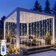 3*3m Remote Control USB Powered LED Curtain String Lights, Also Available In 8-Function Solar Version, Infrared Remote Control For Long-Distance Lighting Mode Control, USB Powered Compatible With Multiple Power Devices, Hanging Curtain Light Strip Layout With Staggered Arrangement, Rich Dynamic Lighting Effects With Free Switching, Delicate Light Brightness Layers For Immersive Atmosphere - USB Curtain Lights - View 10