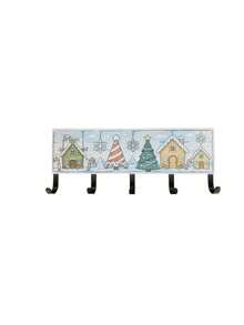 1PC Christmas Wall‑Mounted Key Rack, Wall Storage Organizer With Winter Christmas House & Tree Pattern, Multi‑Purpose Hanger For Entryway, Christmas Home Decor Gift, Housewarming Present - View 8