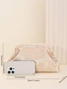 LJDCRFT Women's Floral Jacquard Clutch, Elegant Frame Clutch With Detachable Chain, Suitable For Weddings, Proms, Cocktail Parties And Formal Occasions - Pink - View 8